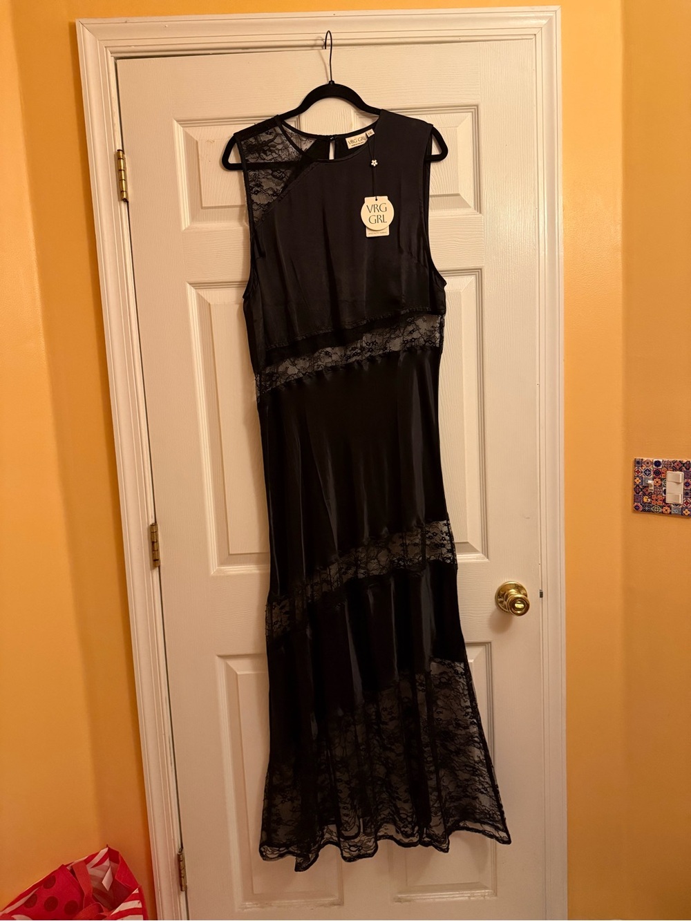 NWT VRG GRL Black Lace Cut-Out Sleeveless Maxi Dress size 16